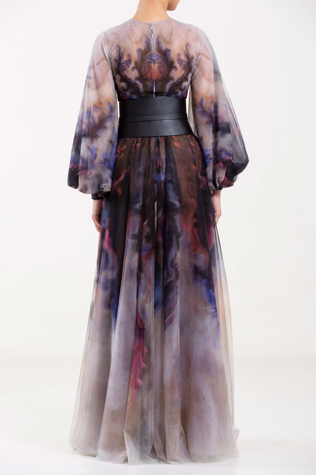 Tulle printed dress – Saiid Kobeisy Online